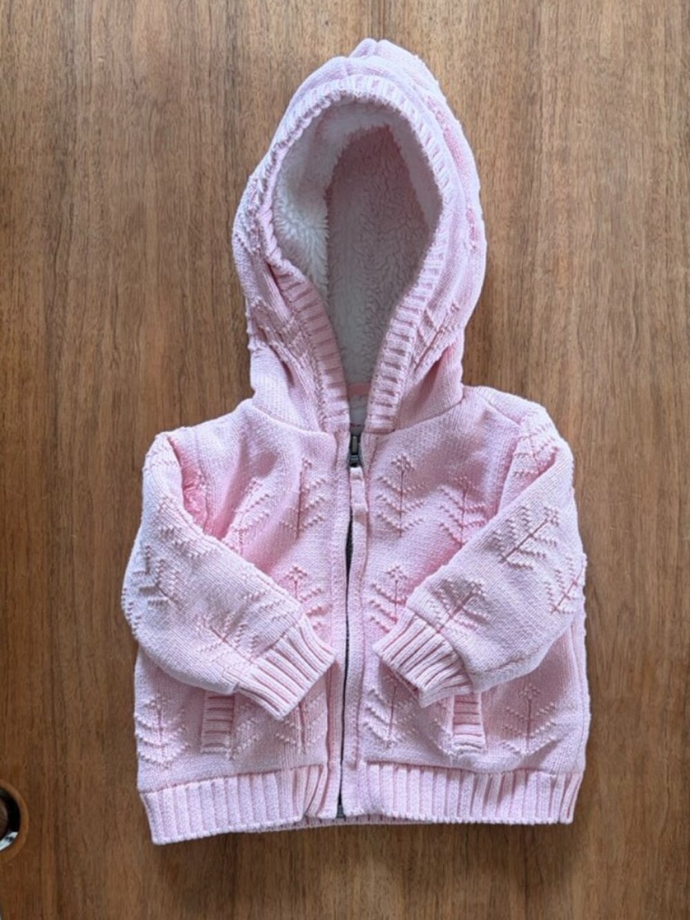 Hanna Andersson Sherpa Lined Sweaterknit Jacket, 6-12 months, pink Scandi cable